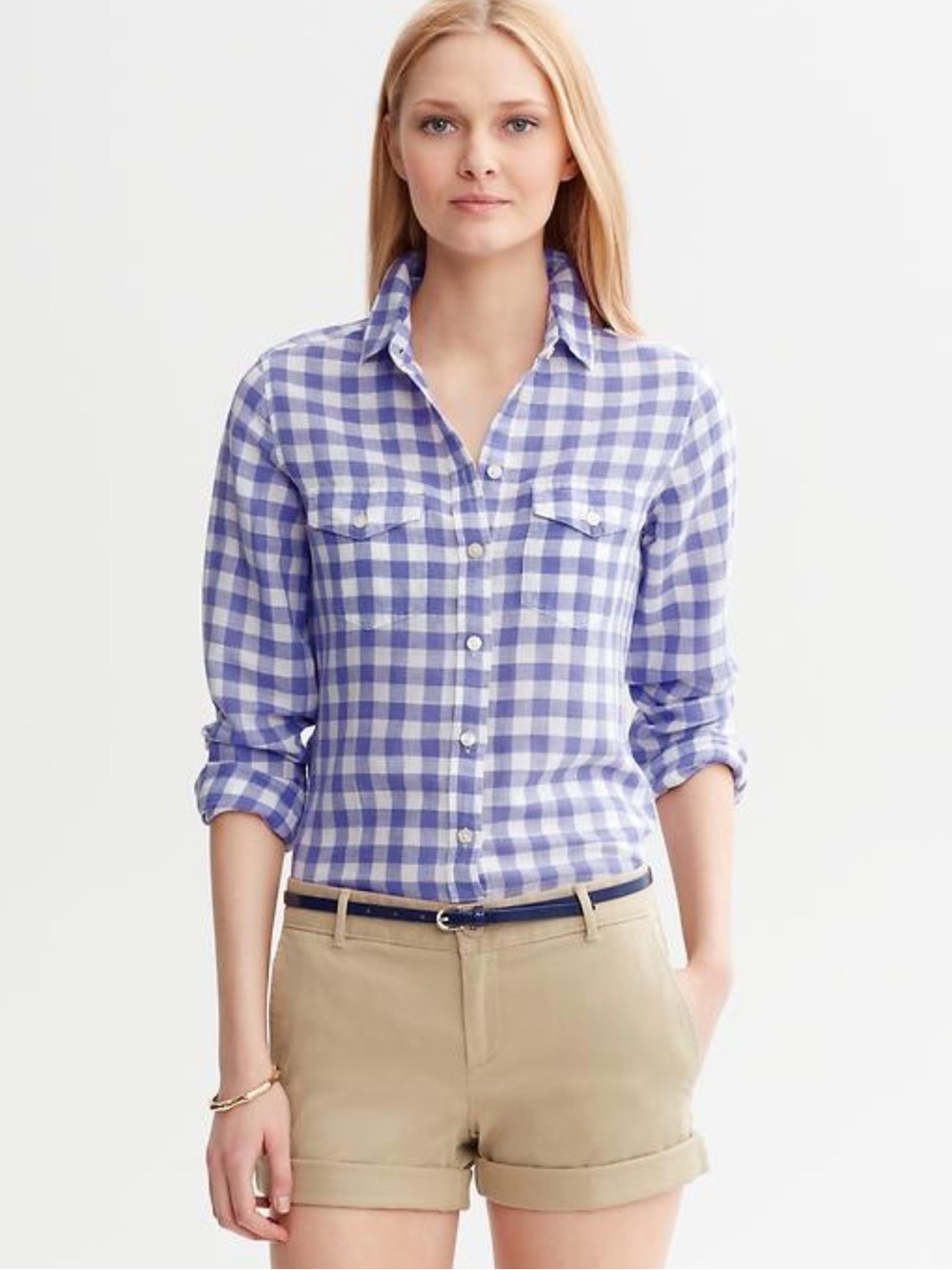Banana Republic Linen Gingham Shirt - XS